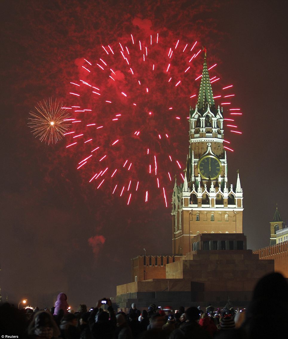 MOSCOW: Thousands of people watched the fireworks explode during the new year's day celebration on Red Square