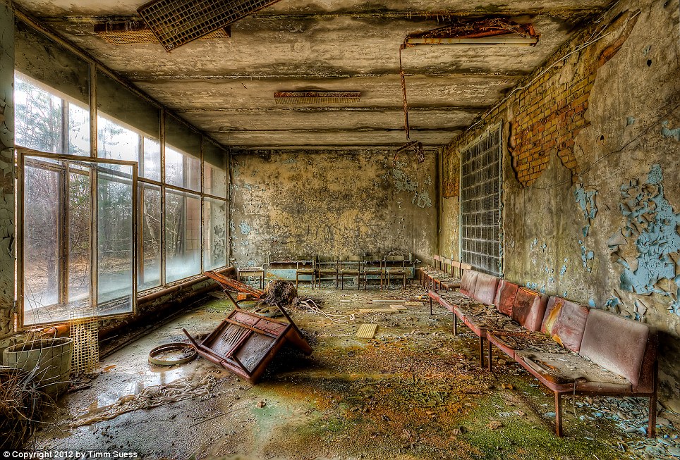 What was once an inviting entry into the hospital premises, its lobby, which contains damaged furniture is now home to rust, mould and peeling paint which exposes the decaying walls
