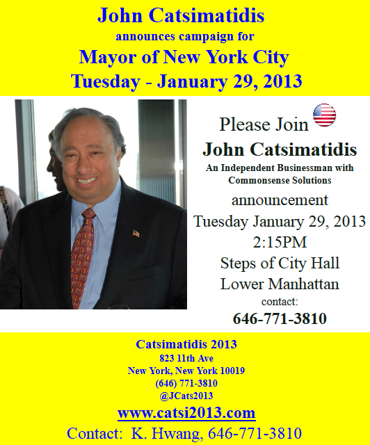 Την υποψηφιότητά του για δήμαρχος της Νέας Υόρκης ανακοινώνει και επισήμως ο Γιάννης Κατσιματίδης