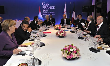 Nicolas Sarkozy, Angela Merkel and George Papandreou meet for crisis talks on Greek debt