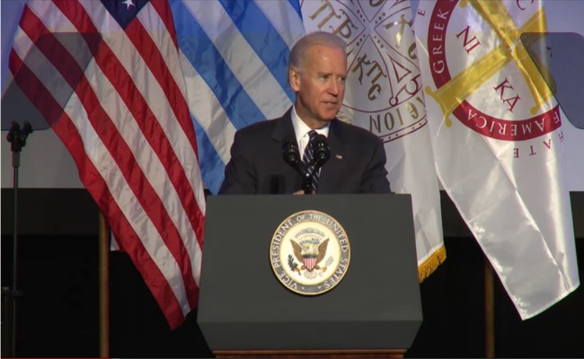 Joe Biden: President Obama and I have pressed hard our European partners to provide strong support for Greece