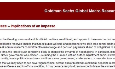 Goldman Sachs: Capital controls, τεχνική χρεοκοπία, εκλογές ή δημοψήφισμα.