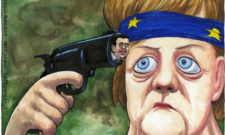 Σκίτσο Guardian: Ο Τσίπρας σφαίρα στη ρώσικη ρουλέτα της Μέρκελ