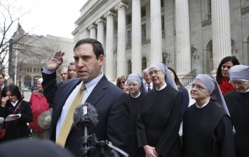 Mark Rienzi with the Little Sisters of the Poor last year (PA)
