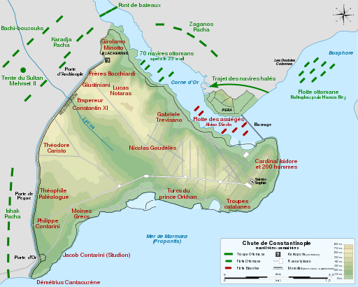 Siege of Constantinople 1453 map-fr