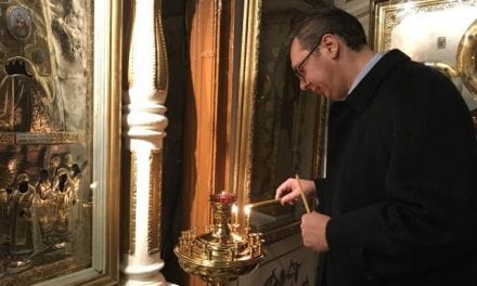 President celebrates in Serbian church in Moscow