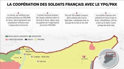 Turkey publishes the whereabouts of five secret military bases in Syria that belong to France