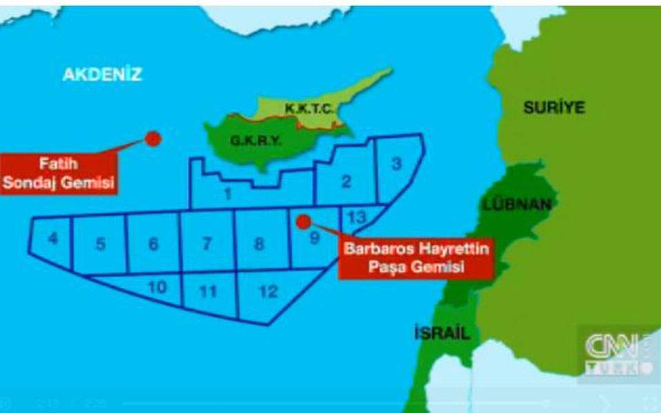 Xάρτη για τις γεωτρήσεις στην Ανατ. Μεσόγειο έδειξε σε ξένους διπλωμάτες η Άγκυρα